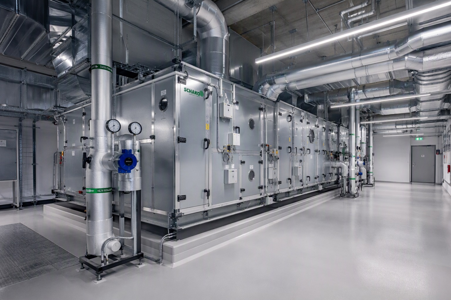 Commercial Building Central HVAC AHU Mechanical Room